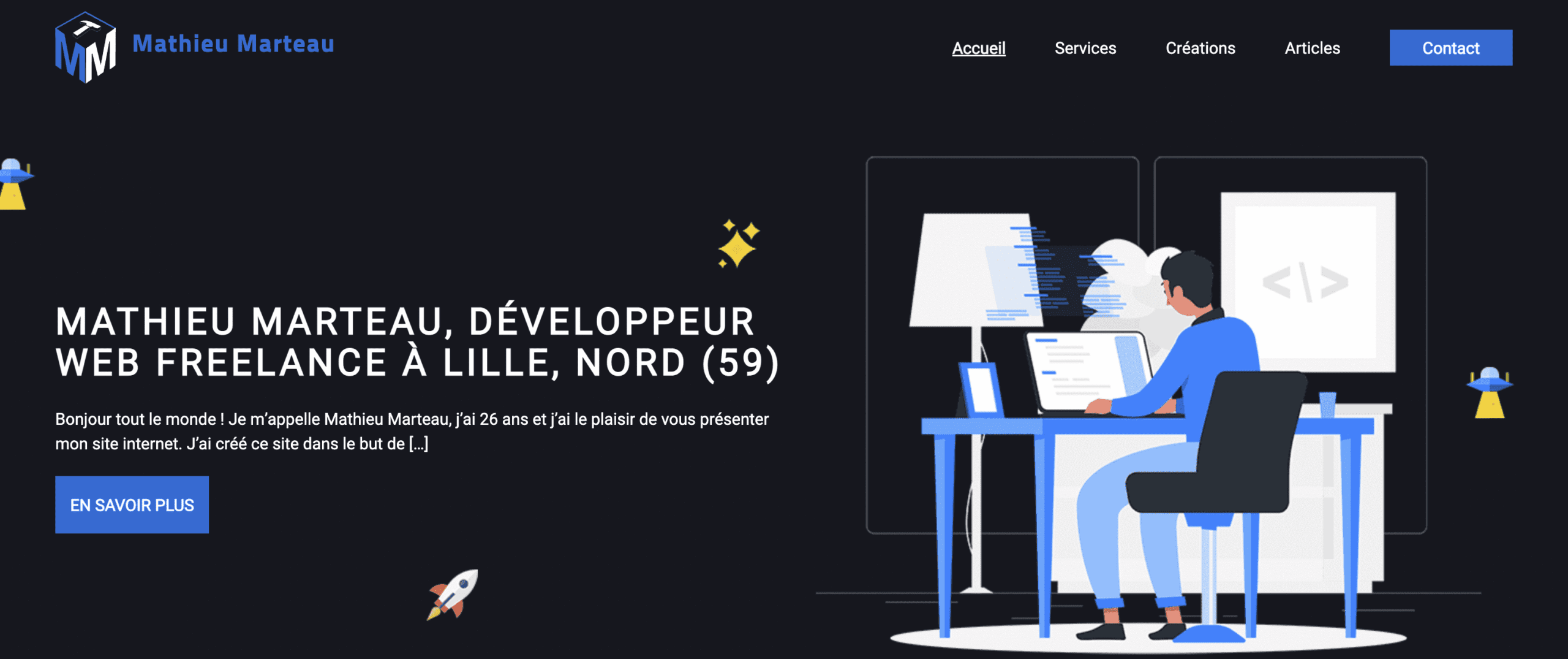 site web de mathieu marteau développeur web freelance à lille